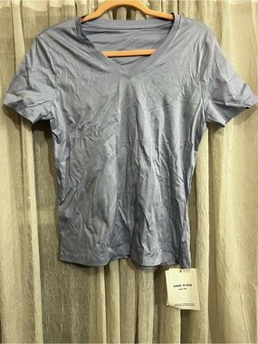 Anne Klein Light Blue V-Neck Short Sleeve Tee